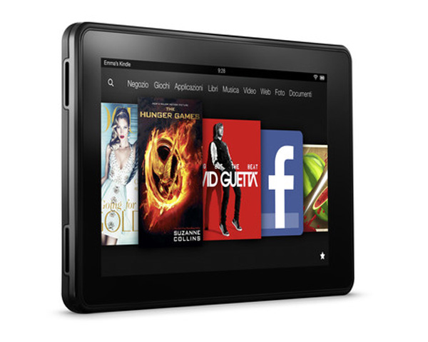 Profilo sinistro del tablet Amazon Kindle Fire di seconda generazione