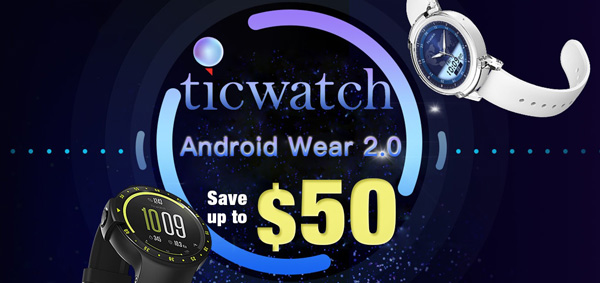 Ticwatch E (Express) e Ticwatch S (Sport) in offerta su Geekbuying a 108€ e 135€