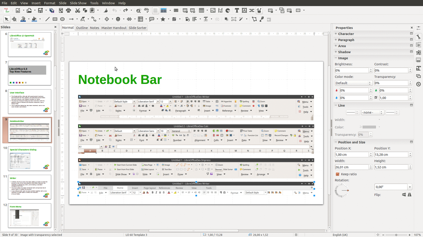 Notebook Bar di LibreOffice 6.0 