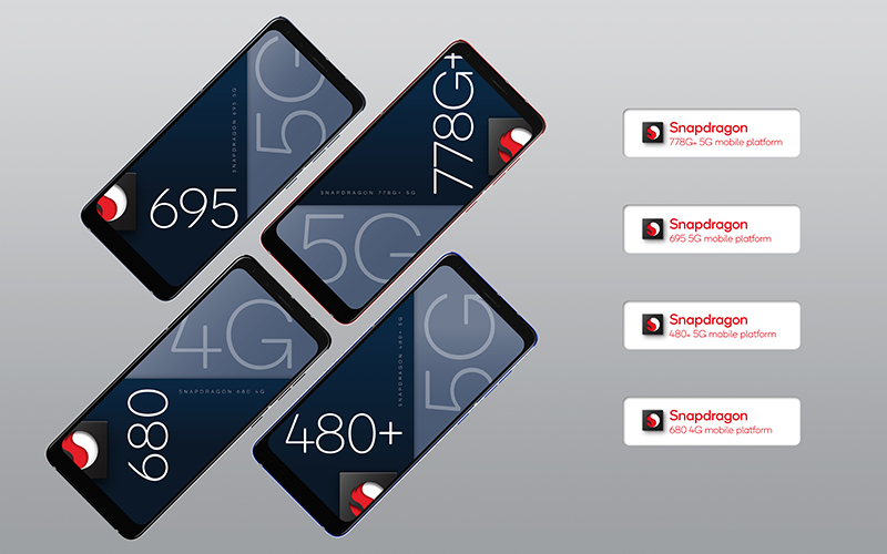 Qualcomm Snapdragon 778G+ 5G, 695 5G, 480+ 5G e 680 4G